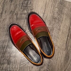 Jeffrey Campbell woman’s Red, Brown & Olive Leather Penny Loafers